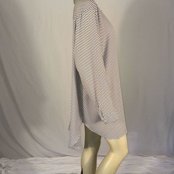 Como Blu Black and White Polka Dot Long Sleeve Chiffon Button Down Shirt Size 3X - Picture 4 of 12